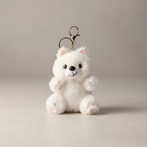Adorable White Teddy Bear Bag Charm Keychain – NWT – Plush Cute Purse Charm